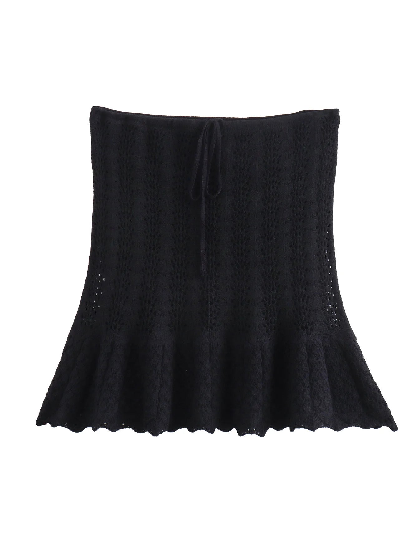 Women Knit Mesh Jacquard Skirts Sets Hollow Out O-Neck Sleeveless Vest A-Line Short Skirts Two Piece Sets Female Summer Outfit