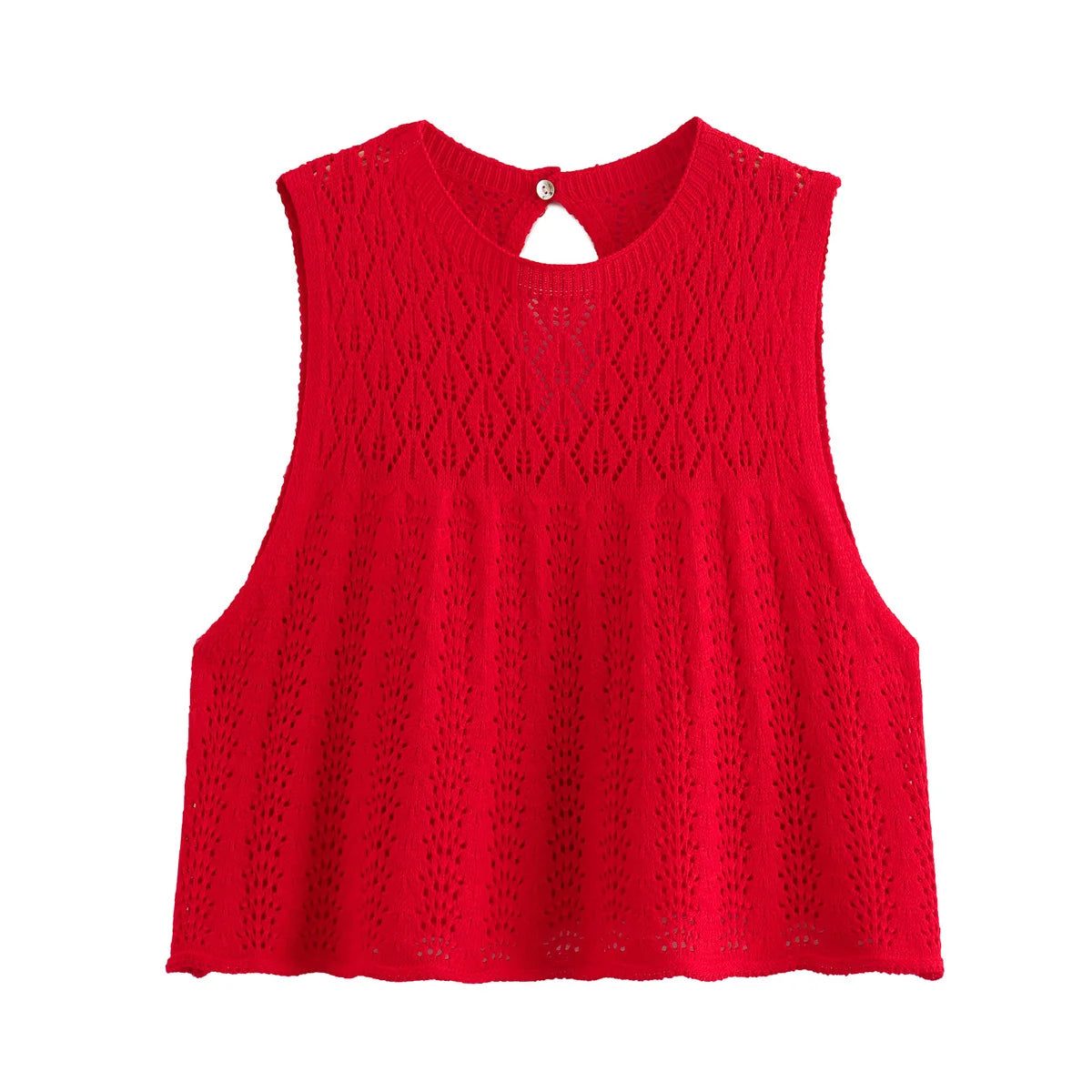Women Knit Mesh Jacquard Skirts Sets Hollow Out O-Neck Sleeveless Vest A-Line Short Skirts Two Piece Sets Female Summer Outfit