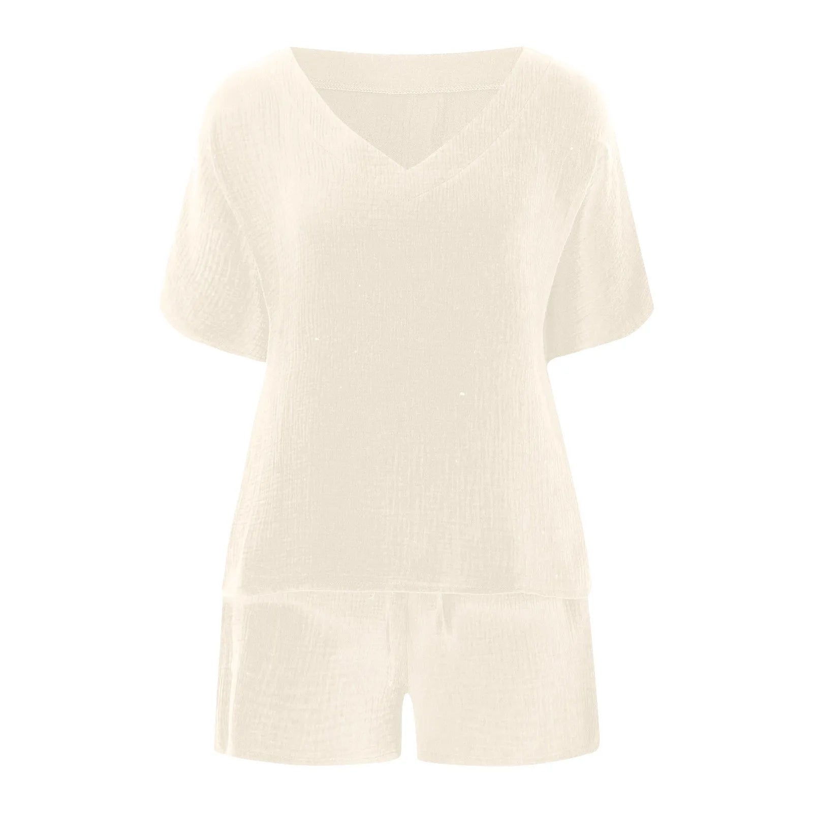 Fashion Casual Suit 2 Piece Sets Women'S Solid Color Summer Shorts and Short Sleeve Shirts Tops Two Piece Sets Linen Pants Sets