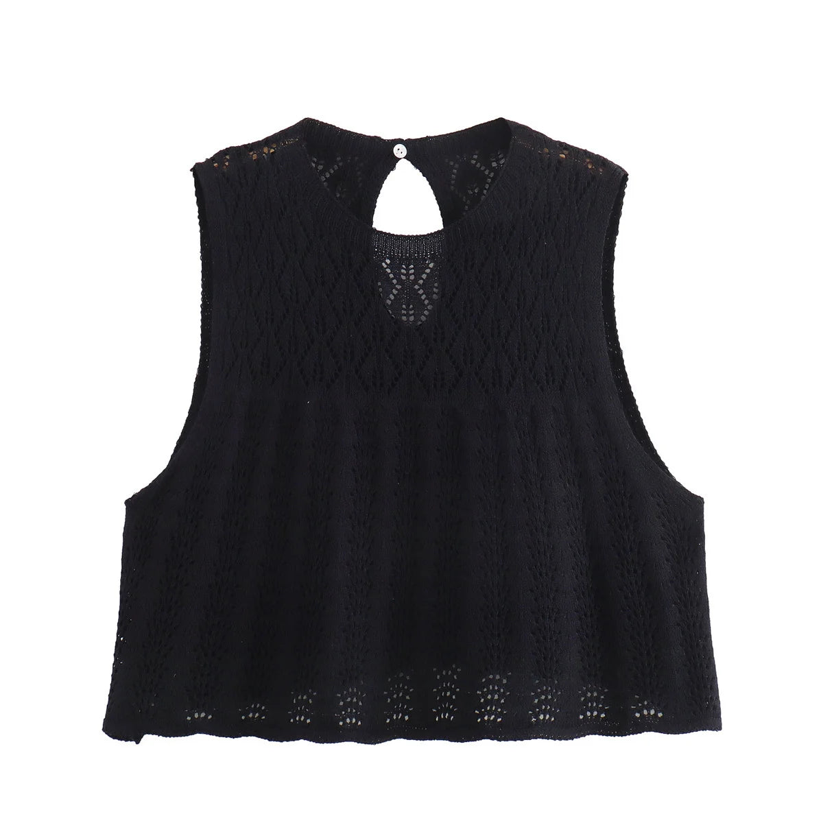 Women Knit Mesh Jacquard Skirts Sets Hollow Out O-Neck Sleeveless Vest A-Line Short Skirts Two Piece Sets Female Summer Outfit
